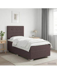 Letto box spring con materasso Marrone Scuro 100 x 200 cm
