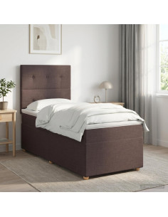 Letto box spring con materasso Marrone Scuro 100 x 200 cm