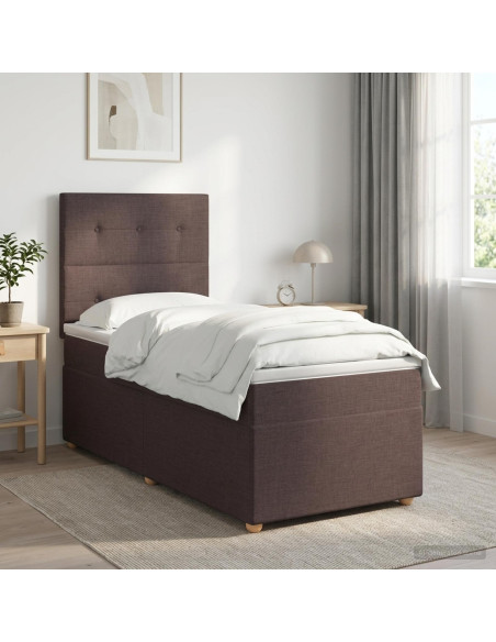 Letto box spring con materasso Marrone Scuro 100 x 200 cm