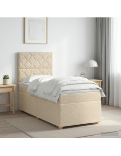Letto box spring con materasso Crema 100 x 200 cm Tessuto