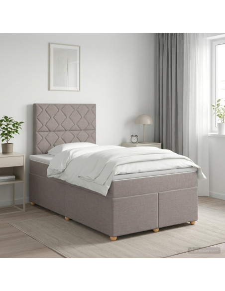 Letto box spring con materasso Tortora 120 x 200 cm Tessuto