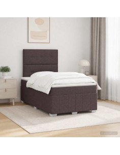 Letto Box Spring LED con Materasso Marrone Scuro 120 x 190 cm