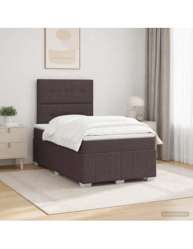 Letto Box Spring LED con Materasso Marrone Scuro 120 x 190 cm