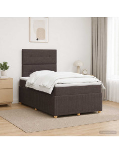 Letto Box Spring LED con Materasso Marrone Scuro 120 x 200 cm