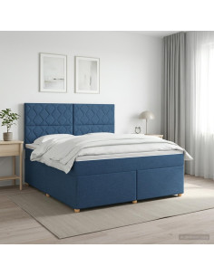 Letto box spring con materasso Blu 140 x 190 cm Tessuto