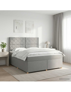 Letto box spring con materasso Grigio Chiaro 160 x 200 cm
