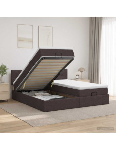 Letto Ottomano con Materasso e LED Marrone Scuro 200 x 200 cm