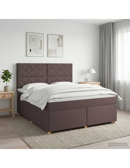 Letto box spring con materasso Marrone Scuro 180 x 200 cm
