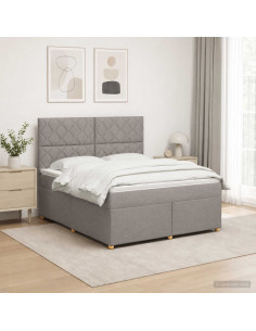 Letto box spring con materasso Tortora 180 x 200 cm Tessuto