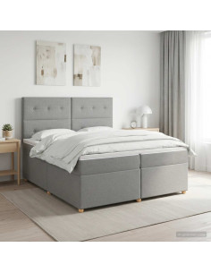 Letto box spring con materasso Grigio Chiaro 200 x 200 cm