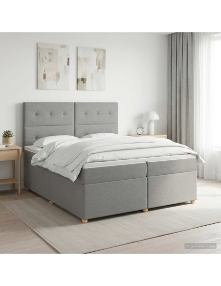 Letto box spring con materasso Grigio Chiaro 200 x 200 cm