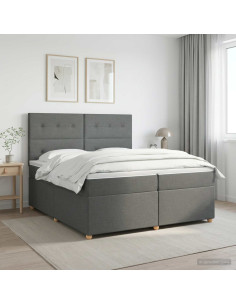 Letto box spring con materasso Grigio Scuro 200 x 200 cm