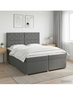 Letto box spring con materasso Grigio Scuro 200 x 200 cm