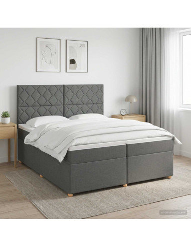 Letto box spring con materasso Grigio Scuro 200 x 200 cm