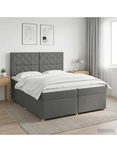 Letto box spring con materasso Grigio Scuro 200 x 200 cm