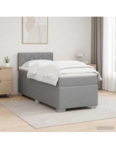 Letto box spring con materasso Grigio Chiaro 100 x 200 cm