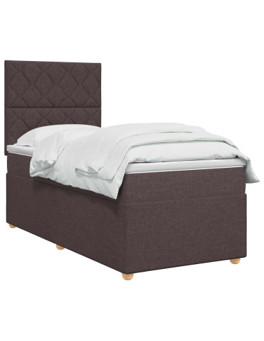 Letto box spring con materasso Marrone Scuro 90 x 200 cm