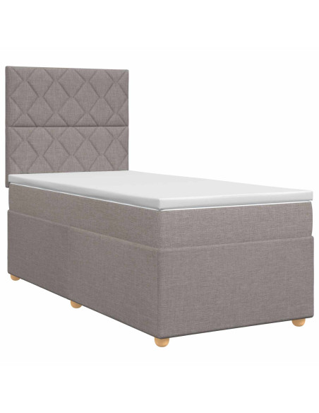 Letto box spring con materasso Tortora 90 x 200 cm Tessuto