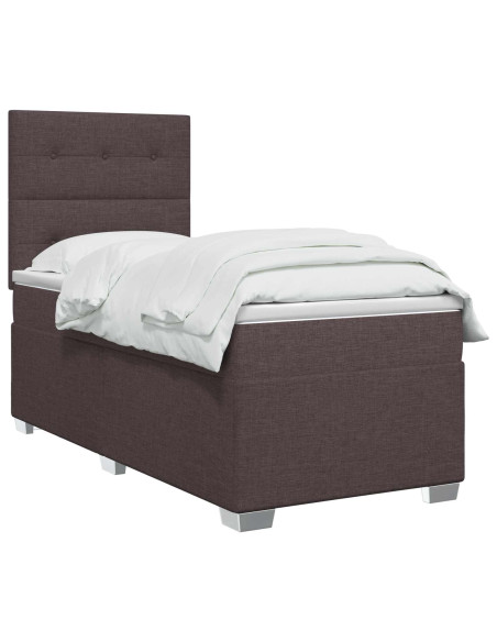 Letto box spring con materasso Marrone Scuro 100 x 200 cm
