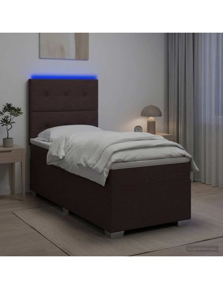 Letto box spring con materasso Marrone Scuro 100 x 200 cm
