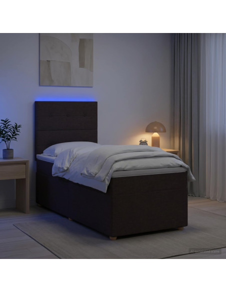 Letto box spring con materasso Marrone Scuro 100 x 200 cm