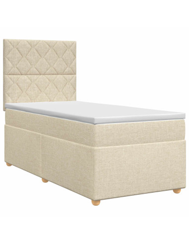 Letto box spring con materasso Crema 100 x 200 cm Tessuto