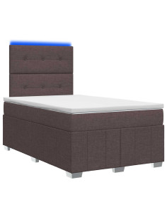 Letto Box Spring LED con Materasso Marrone Scuro 120 x 190 cm 2