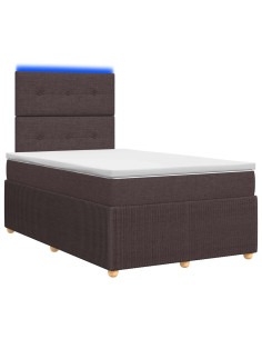 Letto Box Spring LED con Materasso Marrone Scuro 120 x 200 cm 2