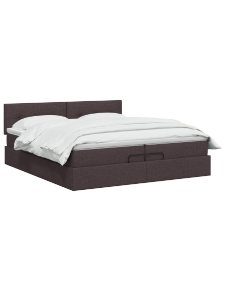 Letto ottomano con materasso Marrone Scuro 200 x 200 cm Tessuto
