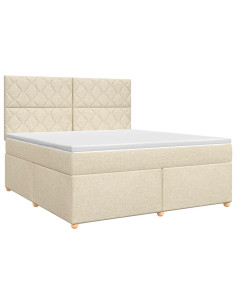 Letto box spring con materasso Crema 180 x 200 cm Tessuto 2