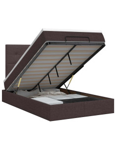 Letto ottomano con materasso Marrone Scuro 120 x 190 cm Tessuto 2