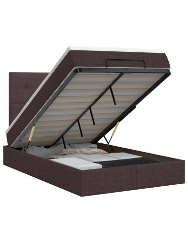 Letto ottomano con materasso Marrone Scuro 120 x 190 cm Tessuto