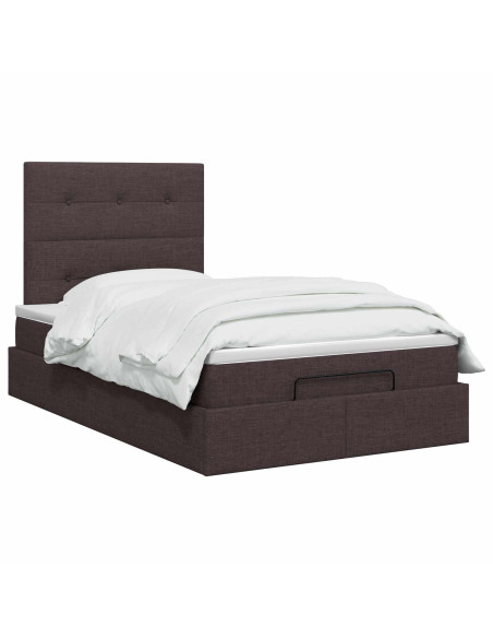 Letto ottomano con materasso Marrone Scuro 120 x 190 cm Tessuto
