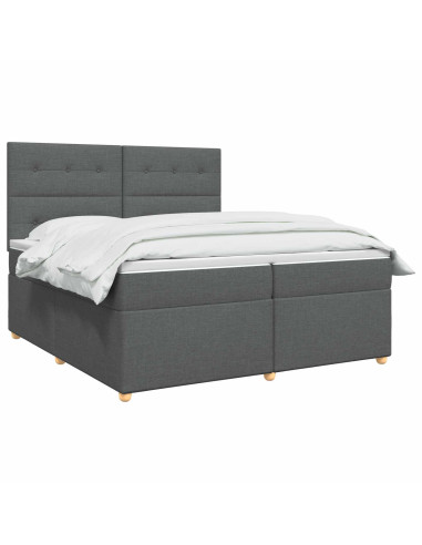 Letto box spring con materasso Grigio Scuro 200 x 200 cm