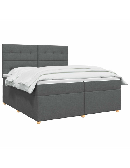 Letto box spring con materasso Grigio Scuro 200 x 200 cm