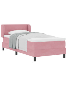 Letto a molle con testiera Rosa 100 x 200 cm Velluto 2