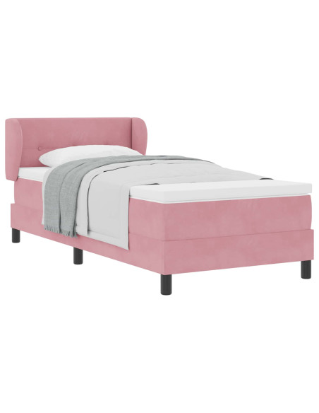 Letto a molle con testiera Rosa 100 x 200 cm Velluto