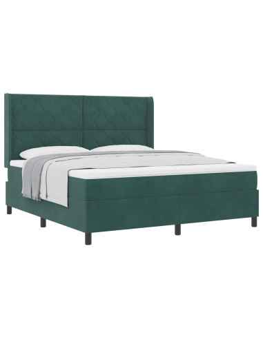 Letto a molle con testiera Verde Scuro 180 x 200 cm Velluto