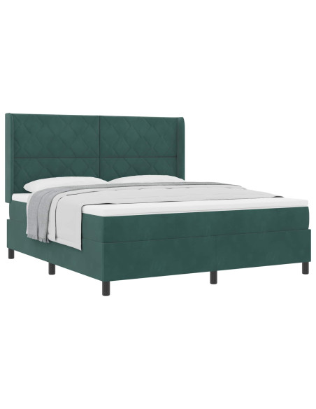 Letto a molle con testiera Verde Scuro 180 x 200 cm Velluto
