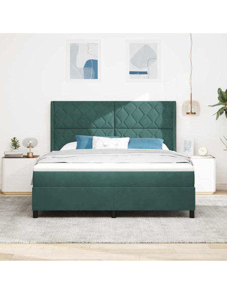 Letto a molle con testiera Verde Scuro 180 x 200 cm Velluto