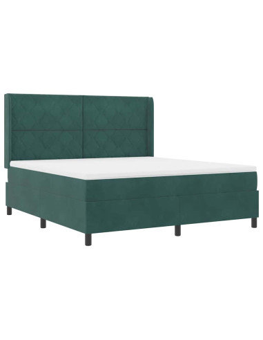 Letto a molle con testiera Verde Scuro 180 x 200 cm Velluto