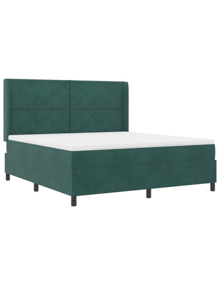 Letto a molle con testiera Verde Scuro 180 x 200 cm Velluto