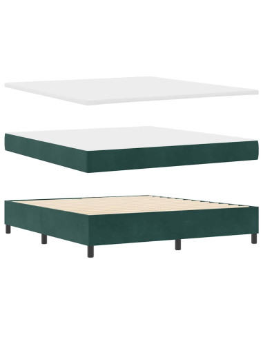 Letto a molle con testiera Verde Scuro 180 x 200 cm Velluto