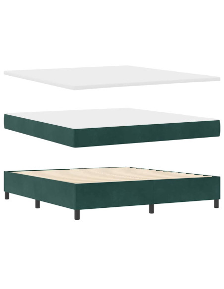 Letto a molle con testiera Verde Scuro 180 x 200 cm Velluto