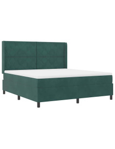 Letto a molle con strisce LED Verde Scuro 180 x 200 cm Velluto 2