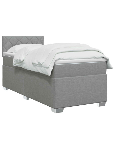 Letto box spring con materasso Grigio Chiaro 100 x 200 cm