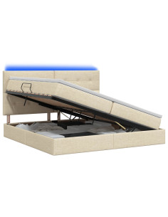 Letto con contenitore LED e materasso Crema 200 x 200 cm