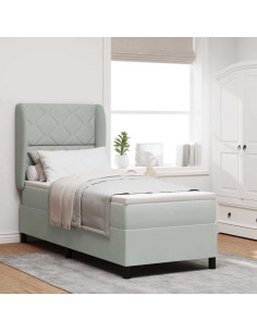 Letto a molle con testiera Grigio chiaro 200 x 80 cm Velluto