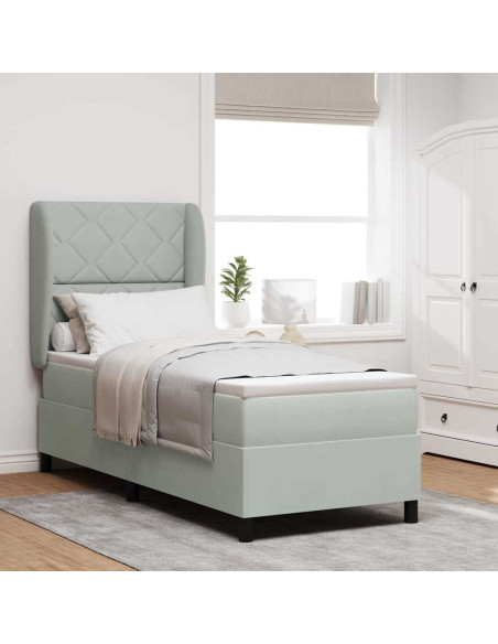 Letto a molle con testiera Grigio chiaro 200 x 80 cm Velluto