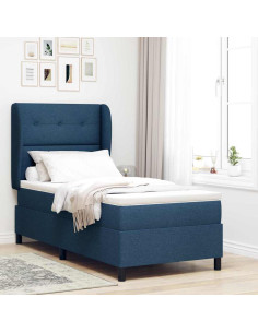 Letto a molle con testiera Blu 90 x 190 cm Tessuto